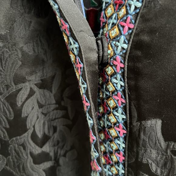 Johnny Was Maggi Short Kimono Sz S Burnt Velvet Beaded Reversible Boho $598 - Picture 6 of 11